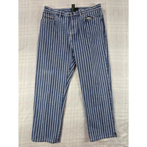 Lauren Ralph Lauren Striped Retro Jeans Women's Light Wash Seersucker Striped 14